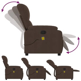 Poltrona de massagens reclinável tecido de microfibra castanho