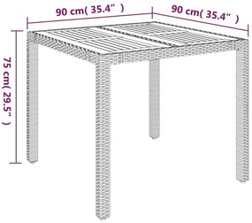 3 pcs conjunto de jantar p/ jardim c/ almofadões vime PE preto