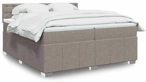 vidaXL Cama com molas/colchão 200x200 cm tecido castanho-acinzentado