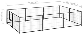 Canil para cães 6 m² aço preto