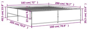 Estrutura de cama 180x200 cm derivados madeira/metal