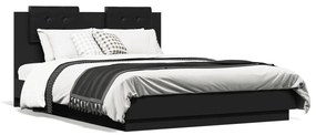 vidaXL Estrutura cama c/ cabeceira 120x190 cm derivados madeira preto