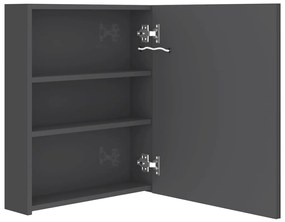 Armário espelhado casa de banho LED 50x14x60 cm cinza brilhante