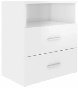 Mesa de cabeceira 50x32x60 cm branco brilhante