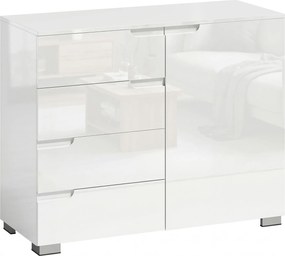 HOMCOM Aparador alto brilho, buffets moderno com 4 gavetas, armário de cozinha com fecho suave, branco | Aosom Portugal