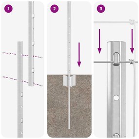 Postes de Cerca vidaXL 22 pcs U-Channel 120 cm Aço Galvanizado