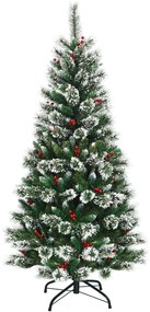 Árvore de Natal 1,8 m com neve e sem iluminação, fácil de montar, 100% PVC, perfeita como decoração Verde