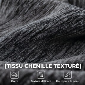 Sofá de 3 lugares em chenille, 248 (C) x 104 (P) x 87 (A) cm, sofá de sala moderno, assento largo estofado, almofadas com molas, cinzento