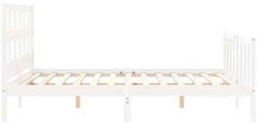 Cama sem colchão 160x200 cm madeira de pinho maciça branco