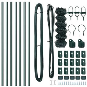 Conjunto de Postes de Cerca Verde 0.4 x 10 m Aço Galvanizado