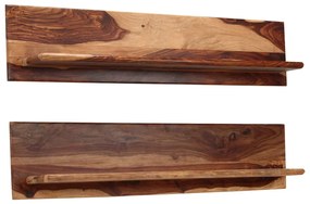 Prateleiras de parede 2 pcs 118x26x20cm madeira acácia maciça