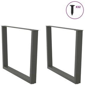 Pés para mesa de jantar em forma de V, 2 peças, antracite, 100x(72-73,