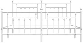Estrutura de cama com cabeceira e pés 160x200 cm metal branco