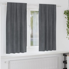 Cortinas Blackout vidaXL com fita superior 2 peças Veludo Cinza Super Claro