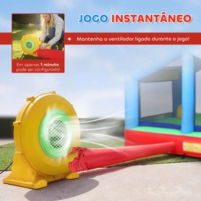 Castelo Insuflável para Crianças com Escorrega Cama Elástica Piscina de Bolinhas Jogo de Aros Toldo e Bolsa de Transporte 290x230x200 cm Multicor