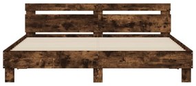 Estrutura cama c/ cabeceira/luzes LED 160x200cm carvalho fumado