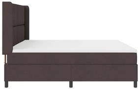 Cama Box com Colchão e LED Castanho Escuro 200x200 cm em Tecido