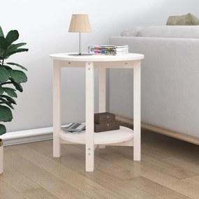 Mesa de centro Ø 55x60 cm madeira de pinho maciça branco