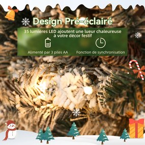 Grinalda de Natal Luminosa, 60 x 60 x 8 cm, 35 LED Branco Quente, Verde