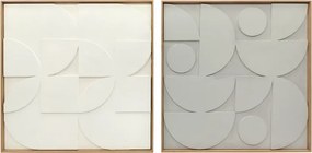 Decoração de Parede em Madeira 3D Conjunto de 2 Peças com 80 cm e Padrões Geométricos Branco