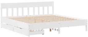 Cama sem colchão 200x200 cm madeira de pinho maciça branco