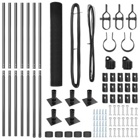 Conjunto de Poste de Cerca Conjunto de 2 Cinza Metal 10 x 1 m