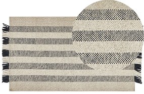 Tapete de lã branca e preta 80 x 150 cm TACETTIN Beliani