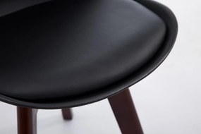 Cadeira de cozinha e sala de jantar Borneo V2 em couro sintético com estrutura branca 48 x 84 x 41,5 cm Preto