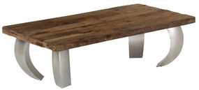 vidaXL Mesa centro Opium madeira recuperada maciça e aço 110x60x35 cm