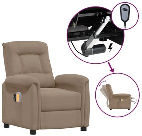 vidaXL Poltrona de massagens elétrica microfibra cinzento-acastanhado