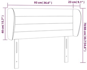 Cabeceira de cama c/ abas tecido 93x23x78/88 cm cinzento-claro