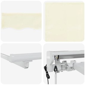 Toldo com Cortina Manual Creme 350 x 200 x 120 cm Tecido, Metal