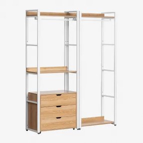 Armário Modular Aberto De 2 Peças Com Cabideiro, Gavetas Em Aço E Mdf Ariaster Natural - Sklum