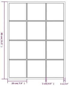 Espelhos de parede 3 pcs 80x60 cm metal preto