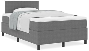 Cama Box Spring com Colchão Cinza 120x200 cm Tecido de Veludo Cotelê