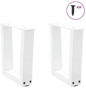 Pés para mesa de centro em V, 2 peças, branco, 40x(30-31,3) cm, aço