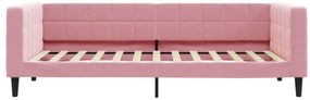 Sofá-cama com colchão 100x200 cm veludo rosa