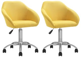 vidaXL Cadeiras de jantar giratórias 2 pcs tecido amarelo