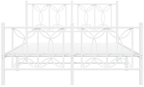 Estrutura de cama com cabeceira e pés 140x200 cm metal branco