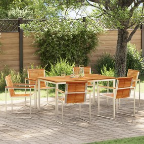 Conjunto de Jantar para Jardim vidaXL de 7 Peças Madeira Sólida Teca