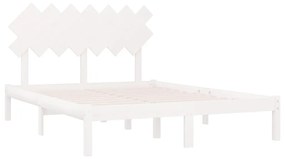 Estrutura de cama king 150x200 cm madeira maciça branco