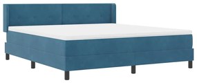 Cama Box Spring vidaXL com Colchão Azul Escuro 180x200 cm Veludo