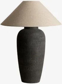 Candeeiro De Mesa Em Linho E Fibra De Vidro Selivan Cinza Grafito - Sklum