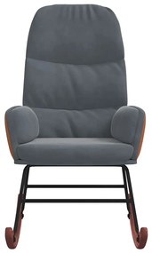 Cadeira de baloiço veludo cinzento-escuro