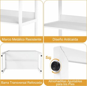 Estante de Secretária, 64 x 33 x 90 cm, 3 Níveis, Branco