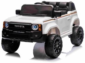 Jipe elétrico para crianças Toyota Landcruiser 12V controlo remoto de 2,4 GHz, entrada USB/AUX, Bluetooth, suspensão, bateria de lítio, luzes LED Bran