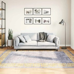 Tapete lavável antiderrapante 150x230 cm cinzento e dourado