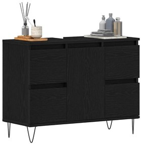 Gabinete de Pia de Banheiro vidaXL Carvalho Preto 80x33x60 cm Madeira
