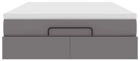Estrutura de cama otomana com colchão 140x190 cm cinzenta