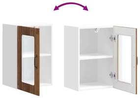 Armário de parede de cozinha porta vidro Lucca madeira velha